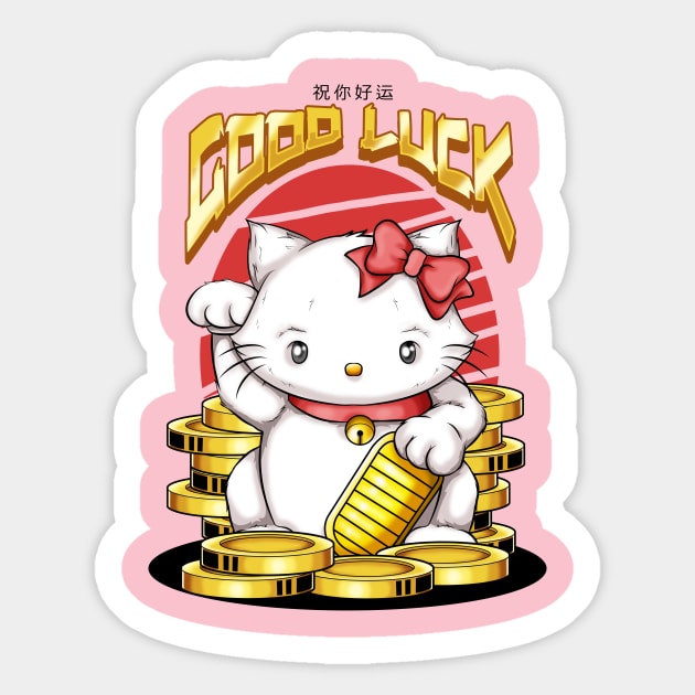 lucky cat good luck Sticker by the house of parodies